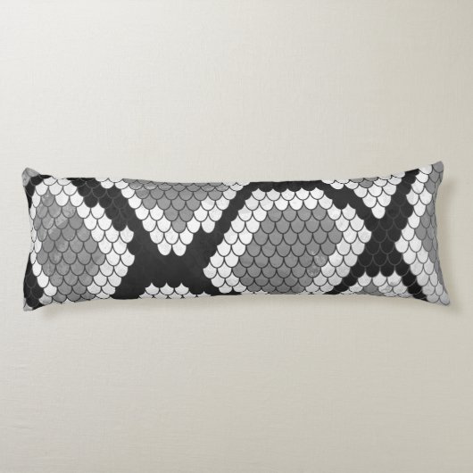 Snake Grey en Light Grey Print Lichaamskussen (Achterkant)