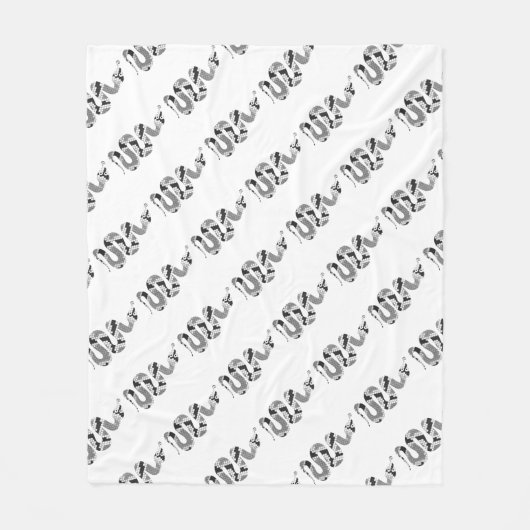 Snake Grey en Light Grey Silhouette Fleece Deken (Voorkant)