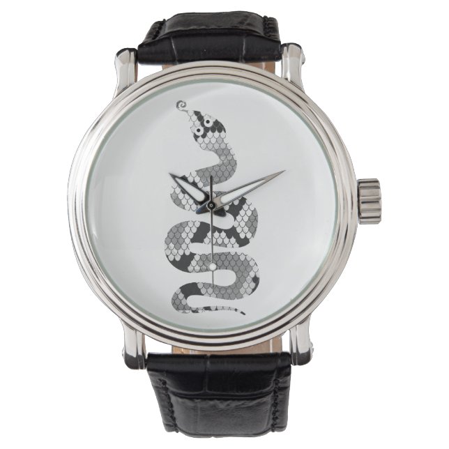 Snake Grey en Light Grey Silhouette Horloge (Voorkant)