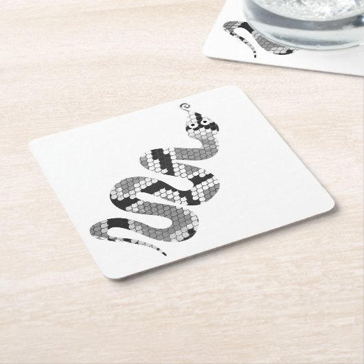 Snake Grey en Light Grey Silhouette Kartonnen Onderzetters (Schuin)