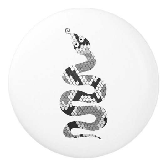 Snake Grey en Light Grey Silhouette Keramische Knop (Voorkant)
