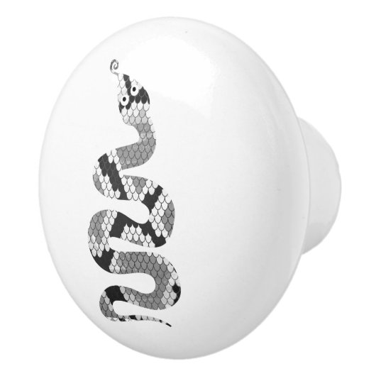 Snake Grey en Light Grey Silhouette Keramische Knop (Rechts)