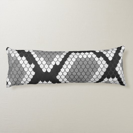 Snake Grey en Light Grey Silhouette Lichaamskussen (Achterkant)