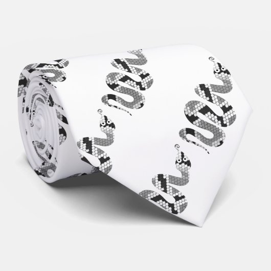 Snake Grey en Light Grey Silhouette Stropdas (Opgerold)