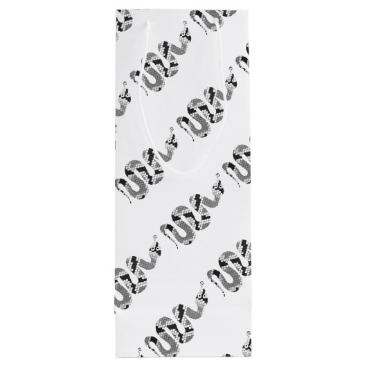 Snake Grey en Light Grey Silhouette Wijn Cadeautas (Achterkant)