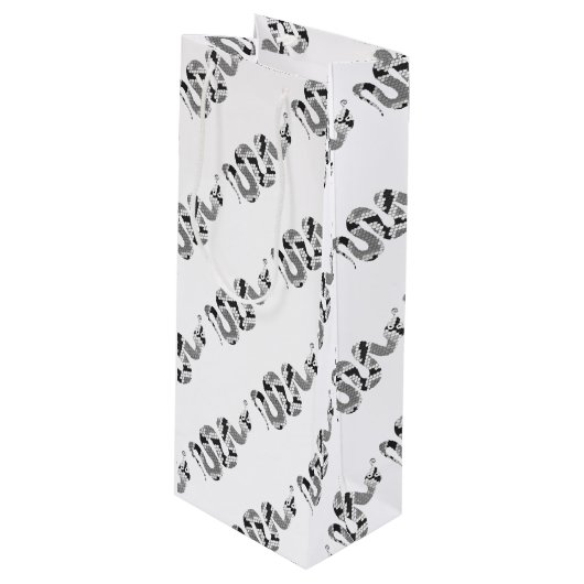 Snake Grey en Light Grey Silhouette Wijn Cadeautas (Voorkant Gekanteld)