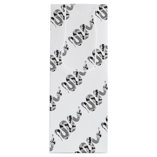 Snake Grey en Light Grey Silhouette Wijn Cadeautas (Voorkant)