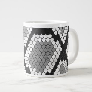 Snake Grey, White en Black Print Grote Koffiekop