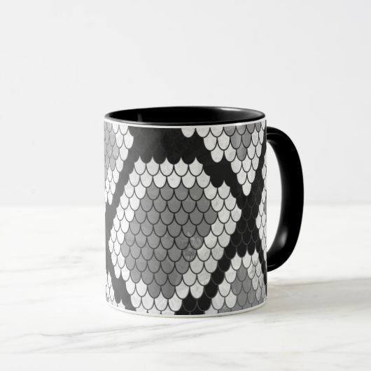 Snake Grey, White en Black Print Mok (Voorkant rechts)