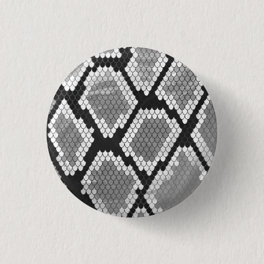 Snake Grey, White en Black Print Ronde Button 3,2 Cm (Voorkant)
