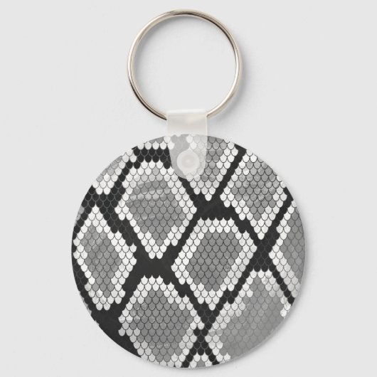 Snake Grey, White en Black Print Sleutelhanger (Voorkant)