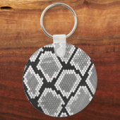 Snake Grey, White en Black Print Sleutelhanger (Voorkant)