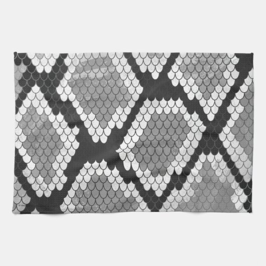 Snake Grey, White en Black Print Theedoek (Horizontaal)