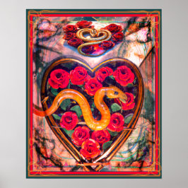 Snake, hart en Rozen Dodelijke Valentijn Poster