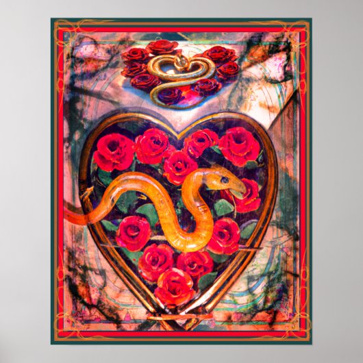 Snake, hart en Rozen Dodelijke Valentijn Poster (Voorkant)