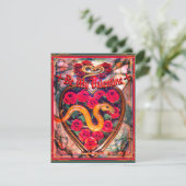 Snake, hart en Rozen Dodelijke Valentijn Poster Feestdagenkaart (Staand voorkant)