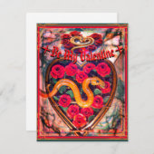 Snake, hart en Rozen Dodelijke Valentijn Poster Feestdagenkaart (Voorkant / Achterkant)