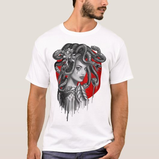Snake Head Girl Medusa T-shirt (Voorkant)