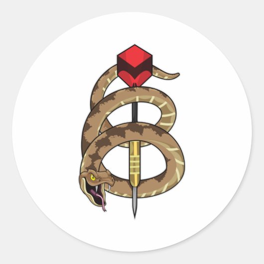 Snake in Darts met Dart Ronde Sticker (Voorkant)