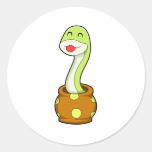 Snake in Jar Ronde Sticker