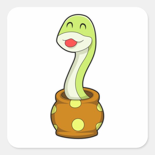 Snake in Jar Vierkante Sticker (Voorkant)