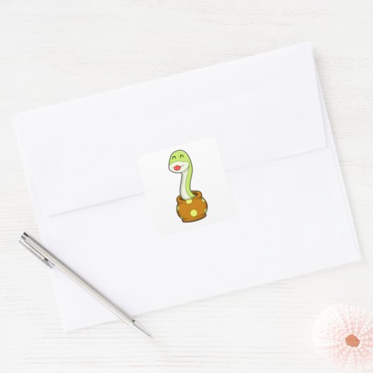 Snake in Jar Vierkante Sticker (Envelop)