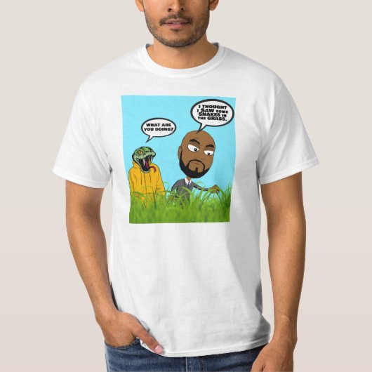 Snake in Mannen van gras Waarde T-Shirt (Voorkant)