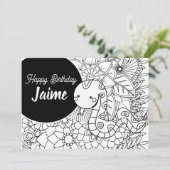 Snake Kids Birthday Floral Colour Feestdagenkaart (Staand voorkant)