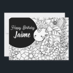 Snake Kids Birthday Floral Colour Feestdagenkaart<br><div class="desc">Cute Personalized Birthday Kaart with botanical greenery and slang</div>
