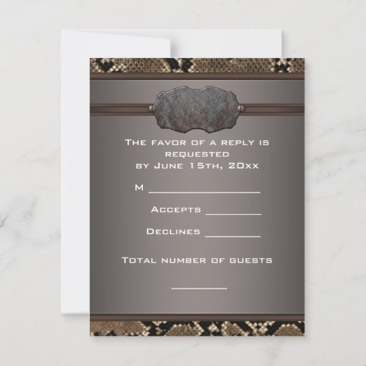 Snake Leather RSVP Response Kaarten Uitnodigingen (Achterkant)