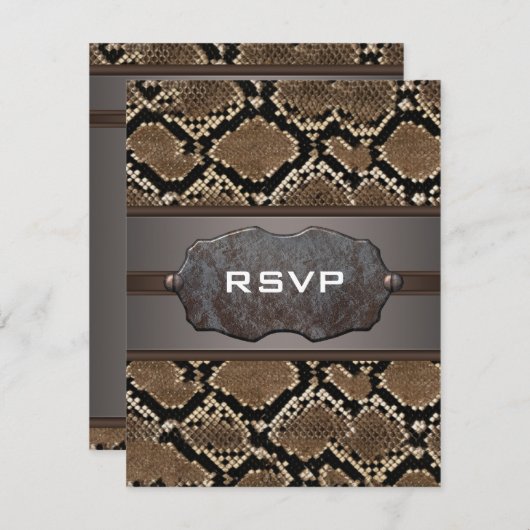 Snake Leather RSVP Response Kaarten Uitnodigingen (Voorkant / Achterkant)