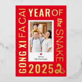 Snake Lijst FOLIE Happy Chinees Nieuwjaarskaart Folie Feestdagenkaart (Voorkant)