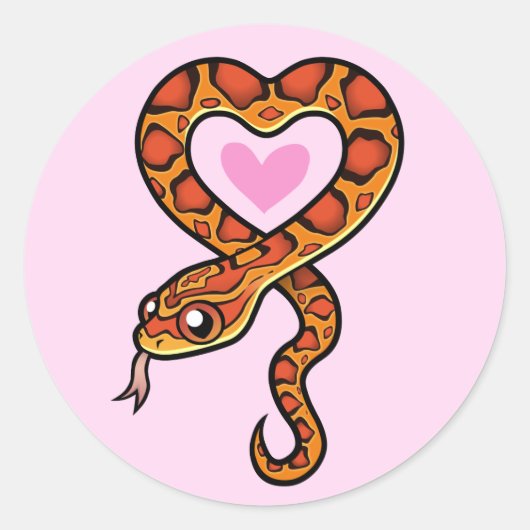 Snake Love Ronde Sticker (Voorkant)
