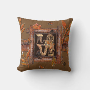 Snake Love Rustic Leaves Kussen