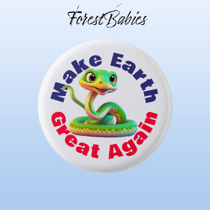 Snake, maak de aarde weer geweldig, Schattigee omg Ronde Button 3,2 Cm
