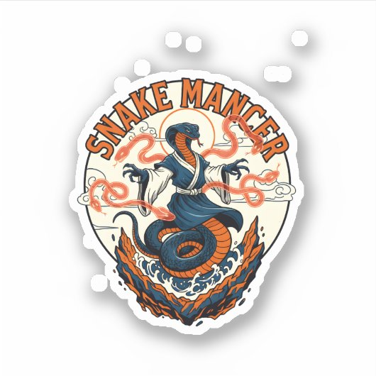 Snake Mancer Mystic Cobra Fantasy Art Design Sticker (Voorkant)