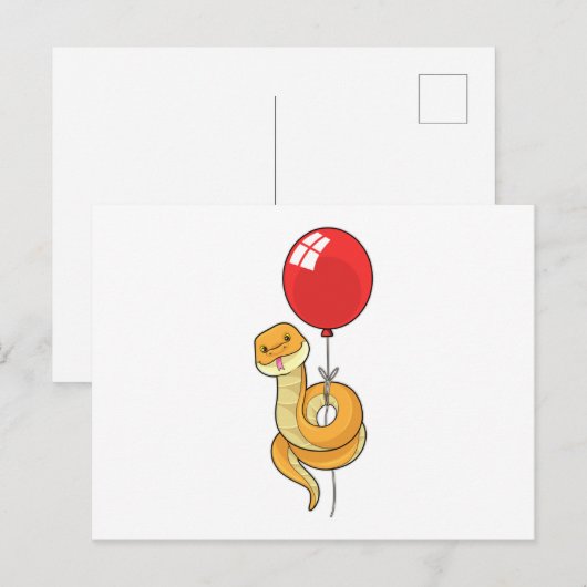 Snake met ballon briefkaart (Voorkant / Achterkant)