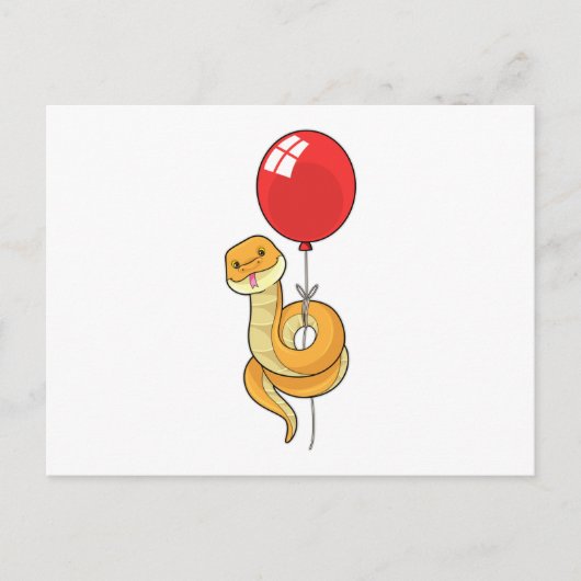Snake met ballon briefkaart (Voorkant)