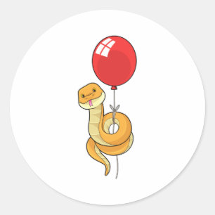 Snake met ballon ronde sticker