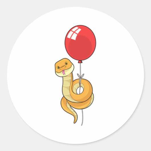 Snake met ballon ronde sticker (Voorkant)