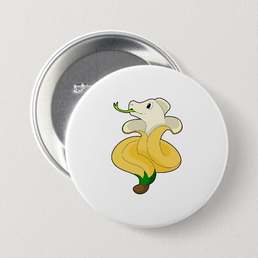 Snake met Banana Ronde Button 7,6 Cm (Voorkant /achterkant)