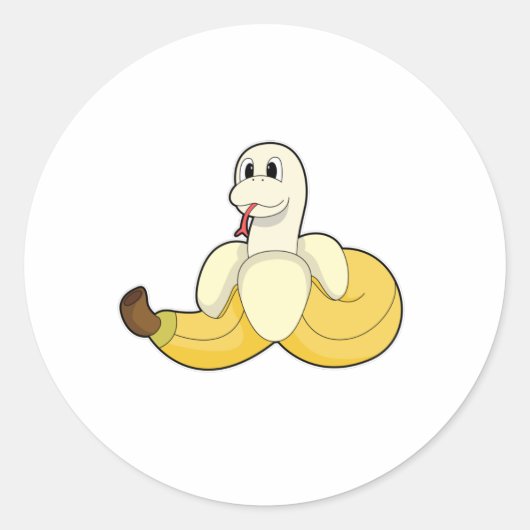 Snake met Banana Ronde Sticker (Voorkant)