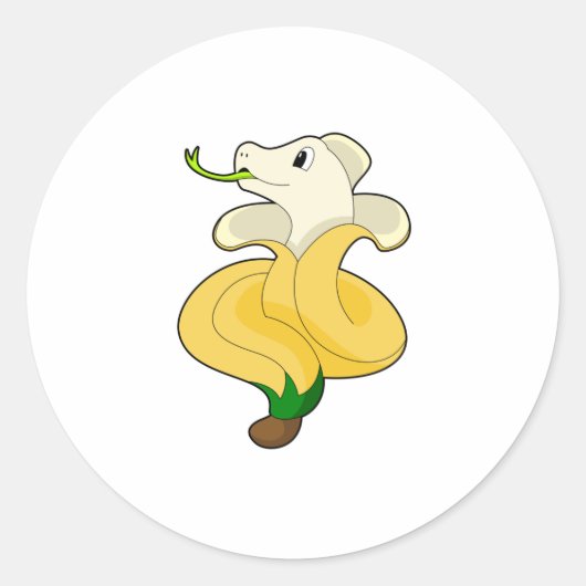 Snake met Banana Ronde Sticker (Voorkant)