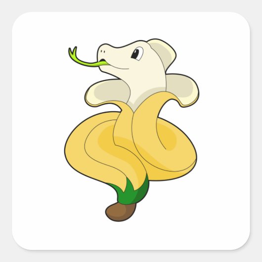 Snake met Banana Vierkante Sticker (Voorkant)