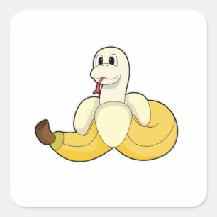 Snake met Banana Vierkante Sticker