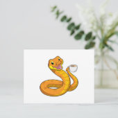 Snake met beker koffie briefkaart (Staand voorkant)