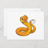 Snake met beker koffie briefkaart (Voorkant / Achterkant)