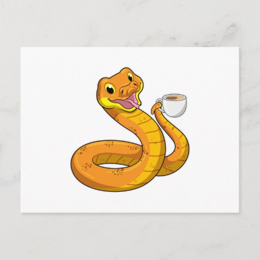 Snake met beker koffie briefkaart (Voorkant)