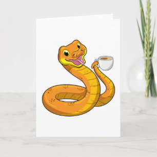 Snake met beker koffie kaart