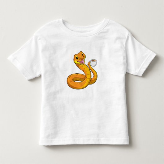 Snake met beker koffie kinder shirts (Voorkant)